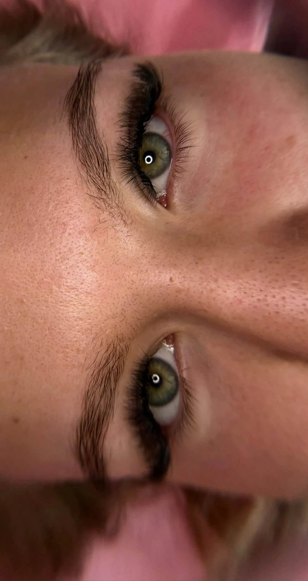 Fresh lash extensions with eyes open